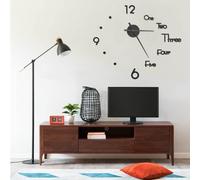 vidaXL Reloj 3D de pared con diseño moderno negro 100 cm XXL
