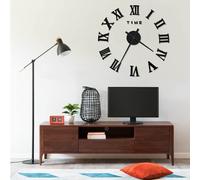 vidaXL Reloj 3D de pared con diseño moderno negro 100 cm XXL