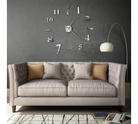 vidaXL Reloj de pared 3D de diseño moderno 100 cm XXL plateado