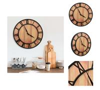vidaXL Reloj de pared de 39 cm, color marrón y , fabricado en MDF y hierro - Relojes de pared