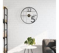 vidaXL Reloj de pared de hierro negro Ø50 cm para salón, baño y cocina