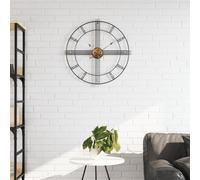 vidaXL Reloj de pared de hierro negro Ø60 cm