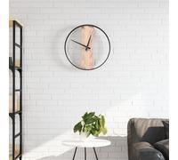 vidaXL Reloj de pared de hierro y madera de roble Ø35 cm Marrón para salón, baño y cocina