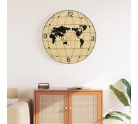 vidaXL Reloj de pared de madera de ingeniería amarillo y negro Ø50 cm