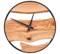 vidaXL Reloj de Pared Hierro y Madera de Olivo Ø35 cm para salón, baño, cocina – Marrón