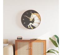 vidaXL Reloj de pared poliestireno y cristal dorado y blanco Ø29,5 cm