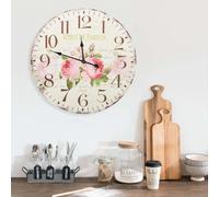 vidaXL Reloj de pared vintage con flores 60 cm