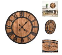 vidaXL Reloj de pared vintage con movimiento de cuarzo, madera y metal, 60 cm, tamaño XXL - Relojes de pared