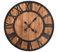 vidaXL Reloj de pared vintage movimiento cuarzo madera metal 60 cm XXL