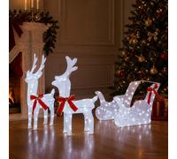 vidaXL Reno de Navidad 3D con trineo LOVIISA 3 uds. 160 LED