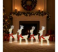 vidaXL Reno de Navidad 4 uds. 160 LED Blanco Cálido 33 x 12 x 55 cm