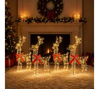vidaXL Reno de Navidad 4 uds. 360 LED Blanco Cálido 33 x 12 x 55 cm