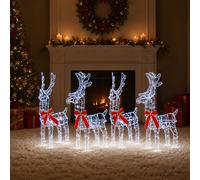 vidaXL Reno de Navidad 4 uds. 360 LED Blanco frío 33 x 12 x 55 cm