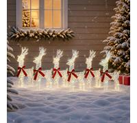 vidaXL Reno de Navidad 6 uds. 160 LED Blanco Cálido 33 x 12 x 55 cm