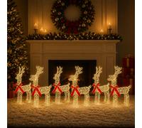 vidaXL Reno de Navidad 6 uds. 160 LED Blanco Cálido 33 x 12 x 55 cm