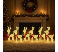 vidaXL Reno de Navidad 6 uds. 160 LED Blanco Cálido 33 x 12 x 55 cm