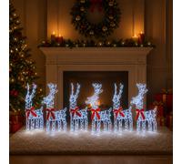 vidaXL Reno de Navidad 6 uds. 360 LED Blanco frío 33 x 12 x 55 cm