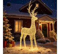 vidaXL Lámpara decorativa navideña con motivos de reno, con 1000 LEDs, luz blanca cálida