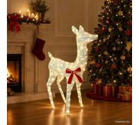 vidaXL Reno Navideño 3D LOVIISA 110 LED Blanco Cálido 70 x 26 x 100 cm