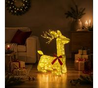 vidaXL Reno Navideño 3D LOVIISA 140 LED Blanco Cálido 55 x 22 x 63 cm