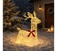 vidaXL Reno Navideño 3D LOVIISA 140 LED Blanco Cálido 55 x 22 x 63 cm