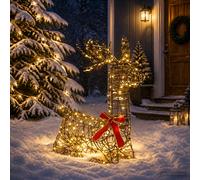 vidaXL Reno Navideño 3D LOVIISA 140 LED Blanco Cálido 55 x 22 x 63 cm