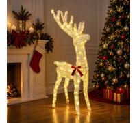 vidaXL Reno Navideño 3D LOVIISA 140 LED Blanco Cálido 70 x 26 x 128 cm
