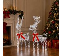 vidaXL Reno Navideño 3D LOVIISA 2 uds. 180 LED Blanco frío