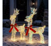 vidaXL Reno Navideño 3D LOVIISA 2 uds. 80 LED Blanco Cálido