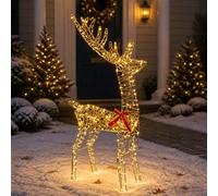 vidaXL Reno Navideño 3D LOVIISA 300 LED Blanco Cálido 70 x 26 x 128 cm