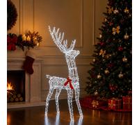 vidaXL Reno Navideño 3D LOVIISA 300 LED Blanco frío 70 x 26 x 128 cm