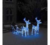 vidaXL Reno y trineo adorno navideño 160 LEDs acrílico 130 cm