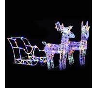 vidaXL Reno y trineo adorno navideño 160 LEDs acrílico 130 cm