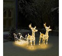 vidaXL Reno y trineo adorno navideño 160 LEDs acrílico 130 cm