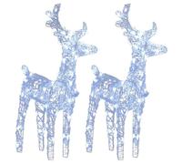 vidaXL Renos de Navidad 2 uds, Adornos con 80 LED, Luces Navideñas Decorativas, Iluminaciones de Navidad para Hogar Exterior, Acrílico Blanco Frío