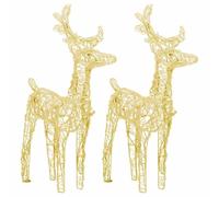 vidaXL Renos de Navidad 2 uds, Adornos con 80 LED, Luces Navideñas Decorativas, Iluminaciones de Navidad para Hogar Exterior, Acrílico Blanco Cálido
