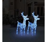 vidaXL Renos de Navidad 2 unidades 80 LED acrílico azul