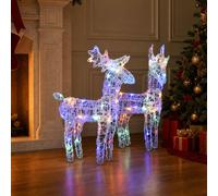 vidaXL Renos de Navidad 2 unidades 80 LED acrílico multicolor
