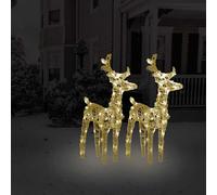 vidaXL Renos de Navidad 2 unidades 80 LED blanco cálido acrílico