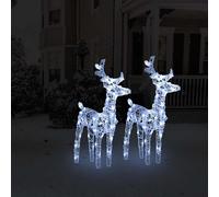 vidaXL Renos de Navidad 2 unidades 80 LED blanco frío acrílico