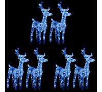 vidaXL Renos de Navidad 6 unidades 240 LED azul acrílico