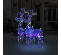 vidaXL Renos de Navidad 2 uds, Luces Decorativas de Renos, Adornos de Navidad, Iluminaciones Navideñas para Hogar Exterior, Acrílico