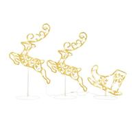 vidaXL Renos Voladores y Trineo, Adorno Navideño de Luces, Renos Trineo Iluminados, Decoración de Luces para Navidad, Blanco Cálido