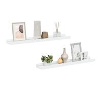vidaXL 2X Repisa para Marcos de Fotos Estante de Pared Flotante Estantería CD Dormitorio Salón Sala de Estar Decoración MDF Blanco 60x9x3 cm