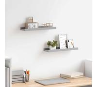 vidaXL 2X Repisa para Marcos de Fotos Estante de Pared Flotante Estantería CD Dormitorio Salón Sala de Estar Decoración MDF Gris 40x9x3 cm