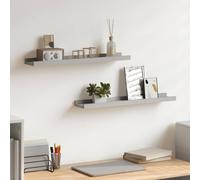 vidaXL Repisa para marcos de fotos 2 uds MDF gris 60x9x3 cm