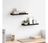 vidaXL Repisa para marcos de fotos 2 uds MDF negro 40x9x3 cm