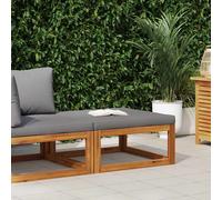 vidaXL Reposapiés con cojín gris oscuro madera de acacia maciza