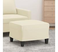 vidaXL Reposapiés de cuero sintético crema 60x50x41 cm