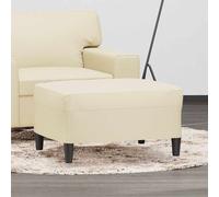 vidaXL Reposapiés Taburete Asiento Otomana Dormitorio Patas Sala de Estar Salón Zapatos Acolchado Banco Sofá de Cuero Sintético Crema